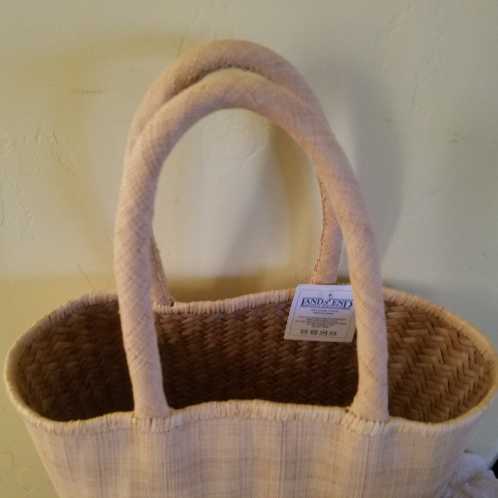 New Lands' End Straw Pattern Tote Bag - Picture 10 of 10